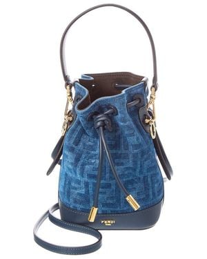 Fendi Mon Tresor Mini Velvet & Leather Bucket Bag - Blue