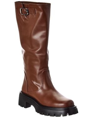 Stuart Weitzman Emerson Buckle Leather Knee-Boot - Brown