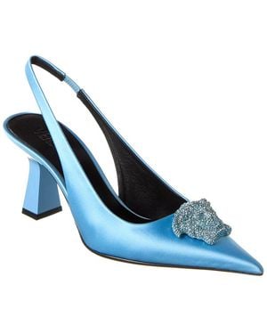 Versace La Medusa Satin Slingback Pump - Blue