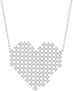 Glaze Jewelry Silver Cz Heart Necklace - White