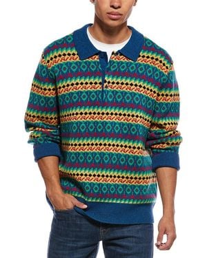 Rowing Blazers Fairisle Wool & Cashmere Polo Jumper - Blue