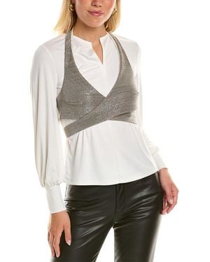 Brunello Cucinelli Ball Chain Silk-blend Bandeau Top - Gray