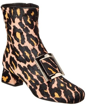 Roger Vivier Logo Plaque Piping Haircalf Bootie - Black