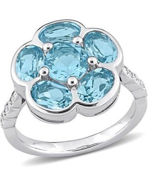 Rina Limor Silver 3.41 Ct. Tw. Diamond & Blue Topaz Ring