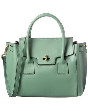 Italian Leather Top Handle Tote - Green