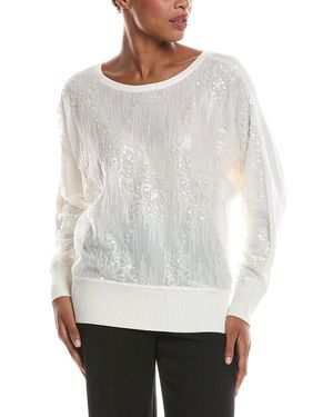 Joseph A Allover Sequin Overlay Dolman Jumper - White