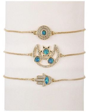 Eye Candy LA The Luxe Collection Cz Hamsa & Eye Cuff Bracelet Set - Natural