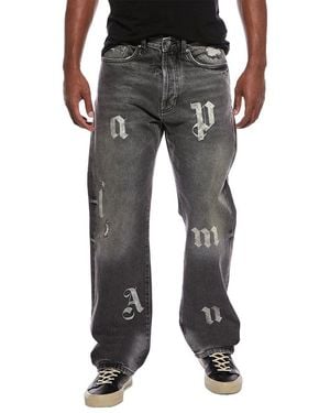 Palm Angels Distressed Letter Jean - Black