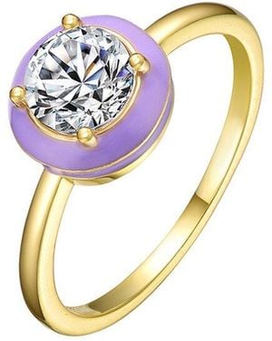 Rachel Glauber 14k Plated Cz Ring - Blue
