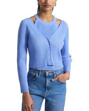 10 Crosby Derek Lam Lonnie Viscose Knit Layered Cashmere-Blend Cardigan - Blue