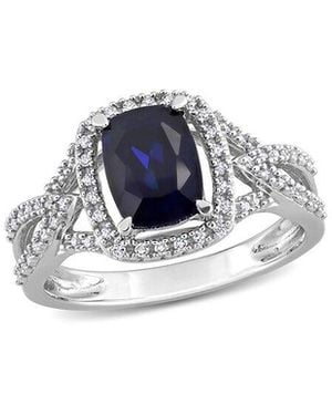 Rina Limor 10K 2.37 Ct. Tw. Diamond & Lab-Grown Sapphire Crossover Ring - Blue