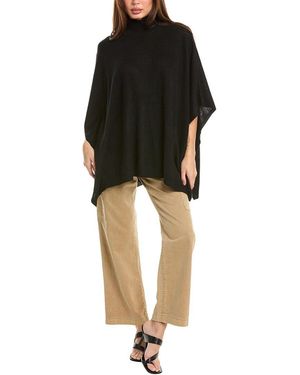 Amicale Funnel Neck Cashmere Poncho - Black