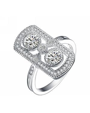Genevive Jewelry Silver Ring - White