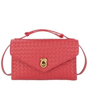 Tiffany & Fred Paris Intrecciato Leather Shoulder Bag - Red