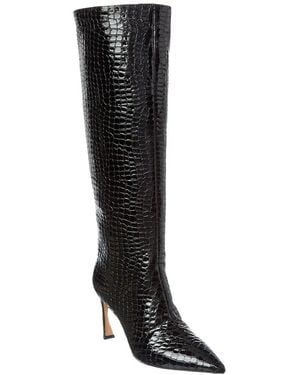 Alexandre Birman Kyra 85 Patent Croc-Embossed Leather Knee-High Boot - Black