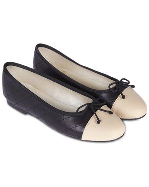 Menina Step Chester Leather Ballet Flat - Black