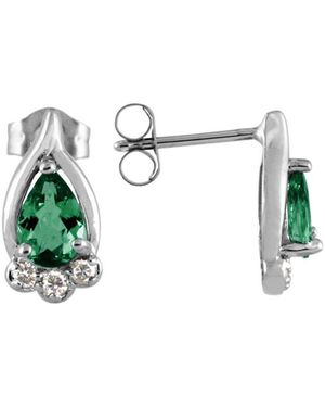 Gemstones 10k 0.81 Ct. Tw. Diamond & Emerald Earrings - Green