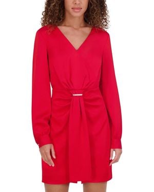 Kensie Matte Satin Mini Dress - Red