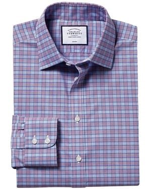 Charles Tyrwhitt Non-iron Prince Of Wales Shirt - Blue