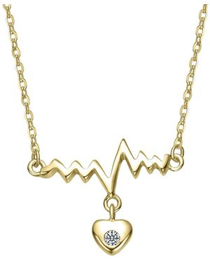 Genevive Jewelry 14K Plated Cz Heart Necklace - Metallic