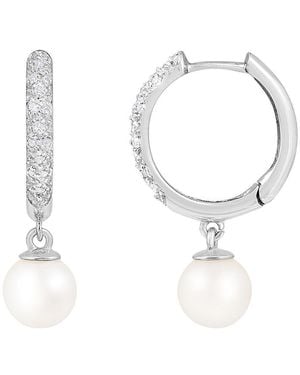 Masako Pearls Splendid Pearls 14k 0.14 Ct. Tw. Diamond & 6.5-7mm Akoya Pearl Earrings - White
