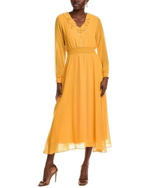 Nanette Lepore Madeline Clip Dot Midi Dress - Yellow