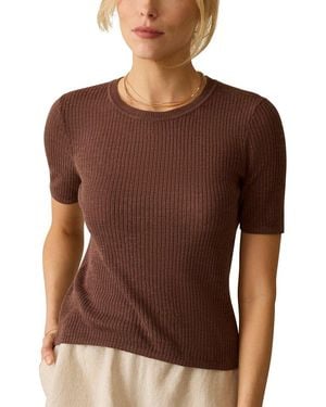 Faherty Miramar Linen Mini Rib T-Shirt - Brown