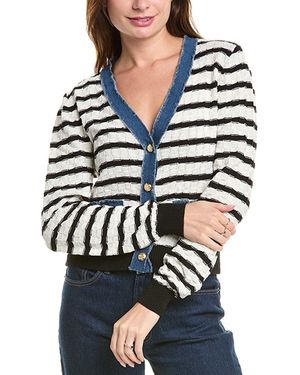 Laundry by Shelli Segal Check Knit Cardigan - Black