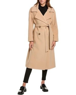 Cinzia Rocca Long Wool & Cashmere-blend Trench Coat - Natural