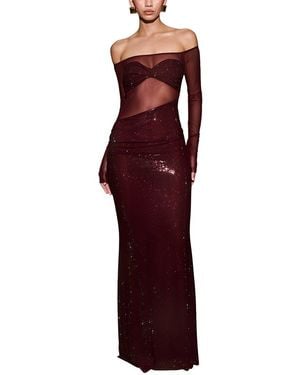 AMINA GLAM Embellished Maxi Dress - Red
