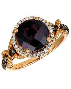 Le Vian Pomegranate Garnettm 14k Rose Gold 3.02 Ct. Tw. Diamond & Garnet Cocktail Ring - Black