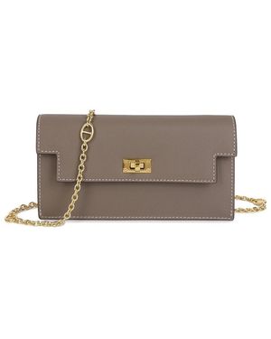 Tiffany & Fred Paris Grained Leather Wallet - Gray