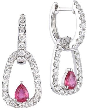 Gregg Ruth 14K 1.45 Ct. Tw. Diamond & Ruby Two Way Huggie Earring - White
