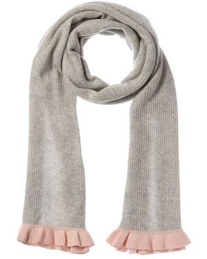 Hannah Rose Contrast Ruffle Edges Rib Scarf - Gray