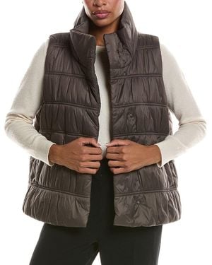 Eileen Fisher High Collar Vest - Grey