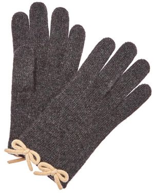 Portolano Cashmere Blend Gloves With Contrasting Color Bows - Gray
