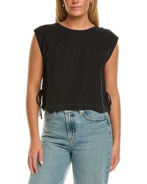 Velvet By Graham & Spencer Tavia Sleeveless Woven Linen Top - Black