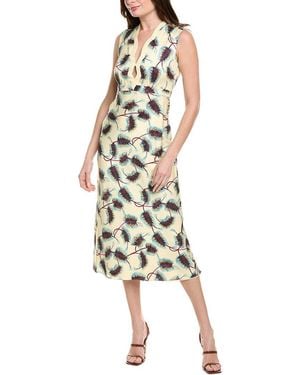 Saloni Dotty Stamped Satin Silk Midi Dress - Metallic