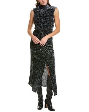 Ramy Brook Lennon Silk-Blend Velvet Midi Dress - Black