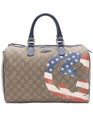 Gucci Limited Edition GG Supreme Unicef America Flag Boston Bag (authentic Pre-loved) - Metallic