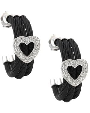 Diamond Select Cuts Steel 0.09 Ct. Tw. Diamond Cable Earrings - Black
