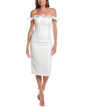 Rene Ruiz Off-The-Shoulder Midi Column Gown - White