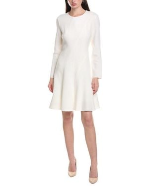 Lafayette 148 New York Flounced Hem Wool Mini Dress - White