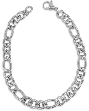 Adornia Rhodium Plated Figaro Chain Bracelet - Metallic
