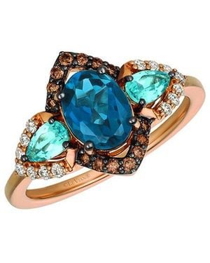 Le Vian Deep Sea Topaz 14K Rose 2.04 Ct. Tw. Diamond & London Topaz Ring - Blue