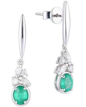 Gregg Ruth 14K 0.66 Ct. Tw. Diamond & Emerald Earring - White
