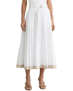 Reiss Allora Pleated Belted Midi Skirt - White