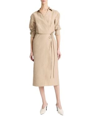 Vince Linen-blend Wrap Shirtdress - Natural