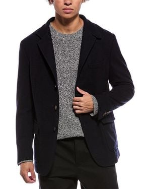 Eleventy Suede-Trim Wool Jacket - Black