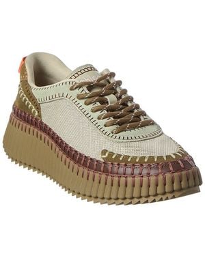 Chloé Nama Canvas & Suede Trainer - Green